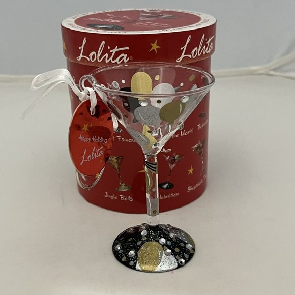 Lolita Mini-Tini Martini Glass Christmas Ornament Celebration Rhinestones W/ Box - Picture 1 of 12